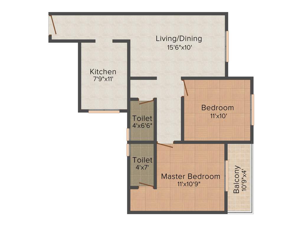 Pristine Village Residency 3 (2BHK+2T (940 sq ft) 940 sq ft)