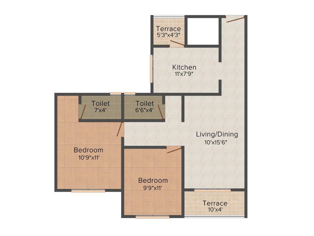 Pristine Village Residency 3 (2BHK+2T (935 sq ft) 935 sq ft)