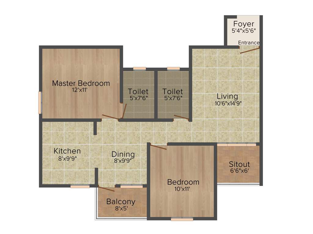 Panchmukhi Paradise (2BHK+2T (1,120 sq ft) 1120 sq ft)