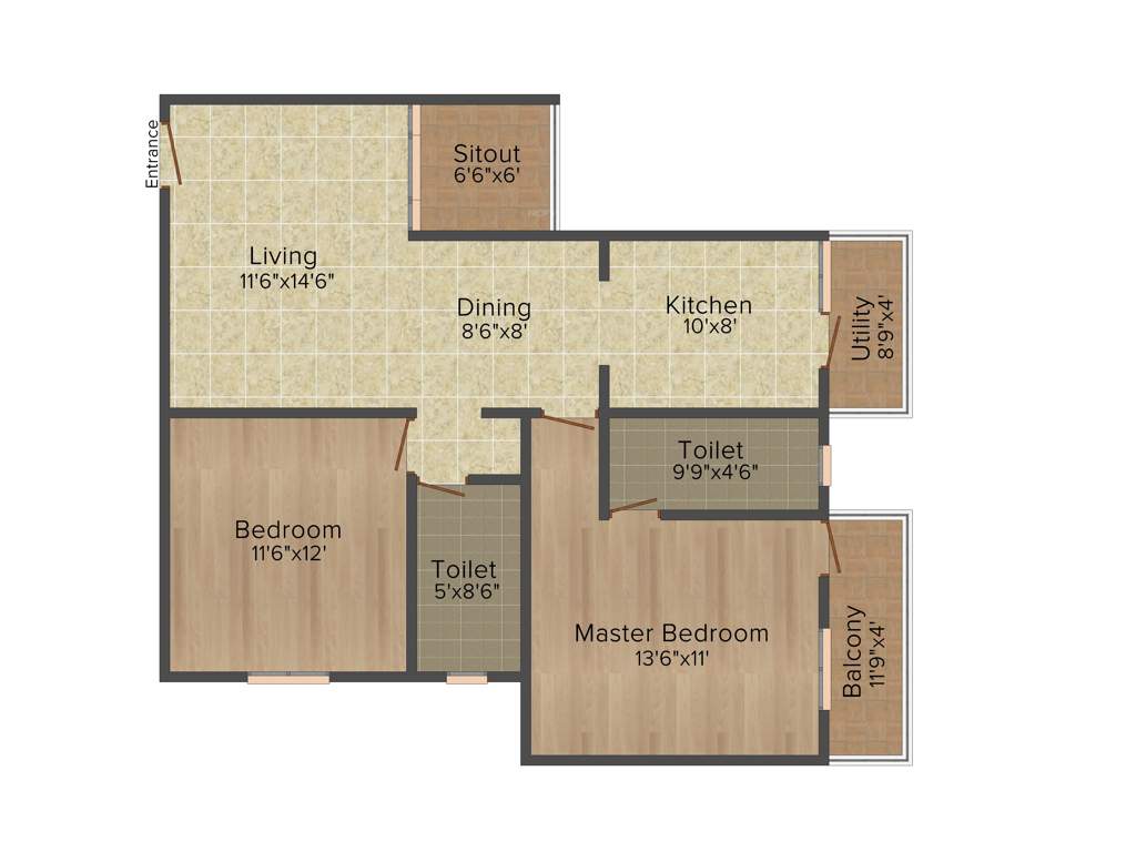 Panchmukhi Paradise (2BHK+2T (1,170 sq ft) 1170 sq ft)