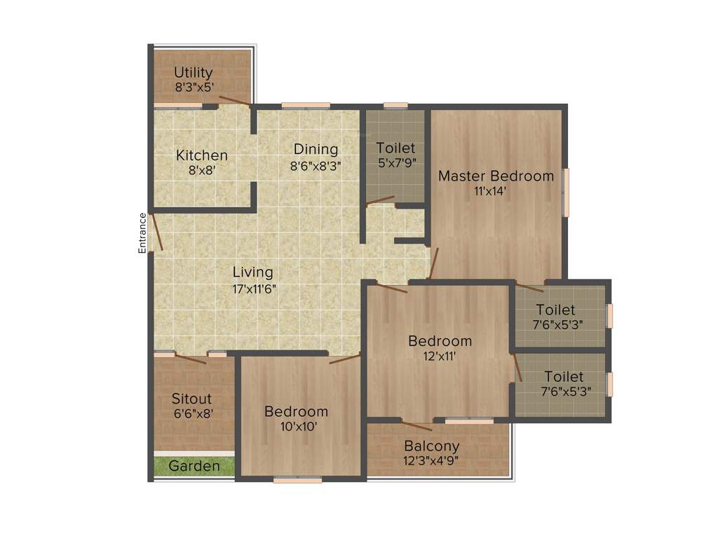 Panchmukhi Paradise (3BHK+3T (1,530 sq ft) 1530 sq ft)