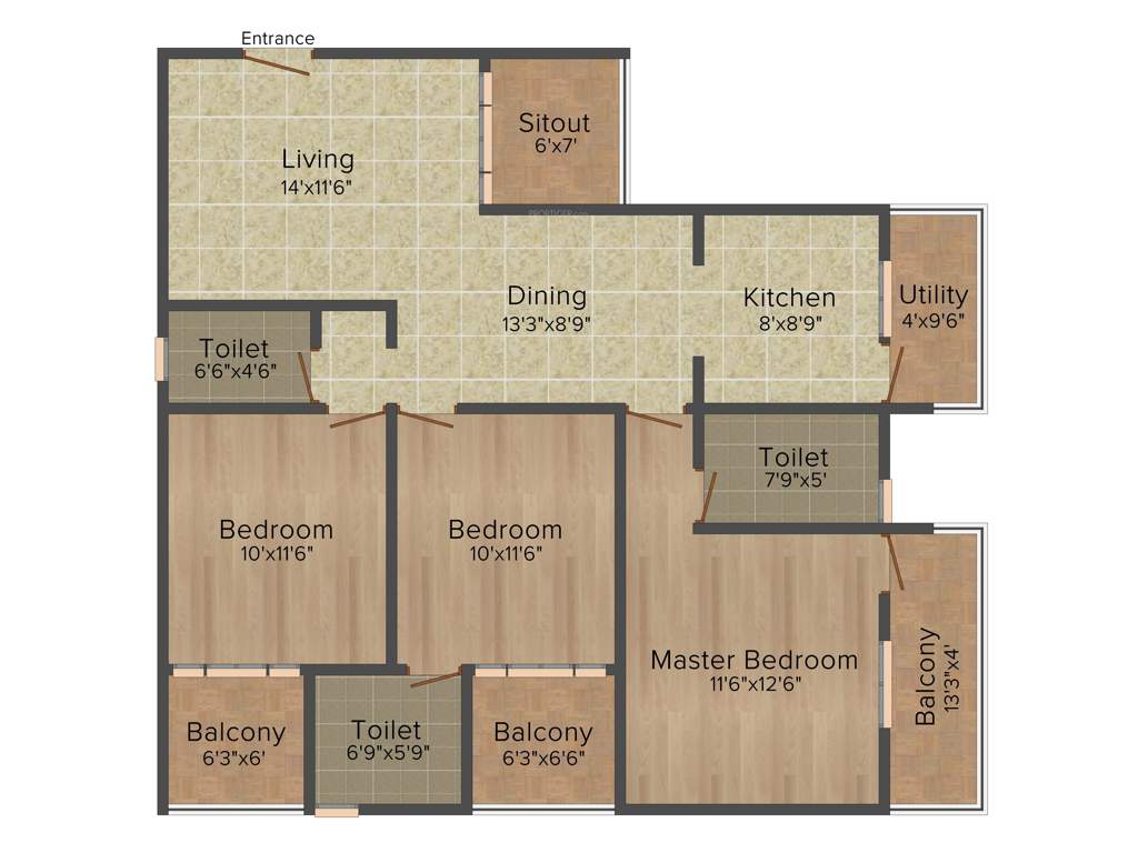 Panchmukhi Paradise (3BHK+3T (1,475 sq ft) 1475 sq ft)