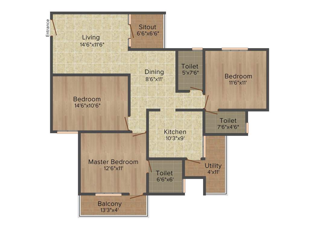 Panchmukhi Paradise (3BHK+3T (1,515 sq ft) 1515 sq ft)