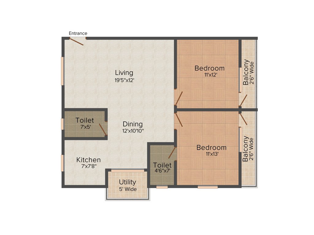 Anubhava Ishwerya Quartz (2BHK+2T (1,233 sq ft) 1233 sq ft)