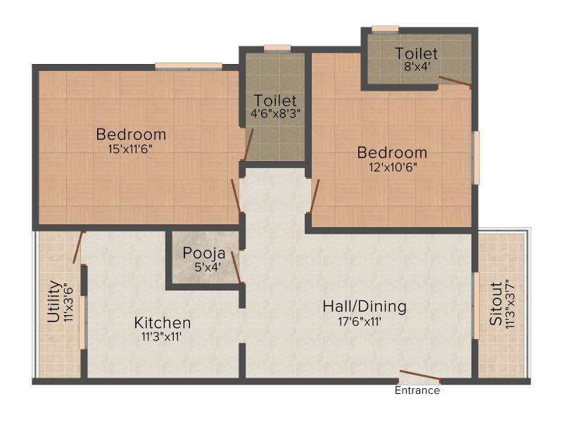 Le Imperia (2BHK+2T (1,105 sq ft) + Pooja Room 1105 sq ft)