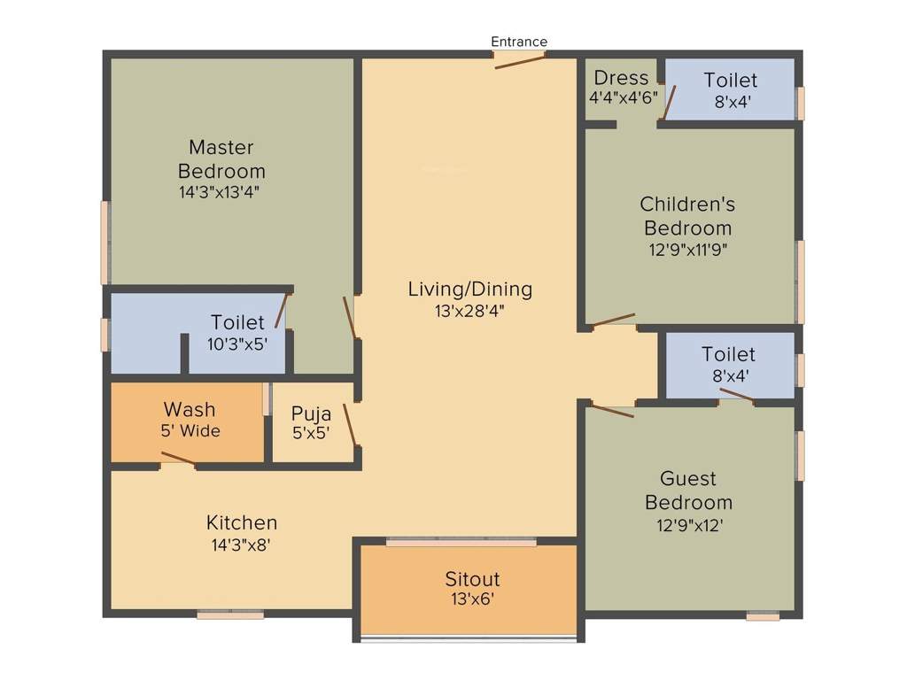 Aryamitra Florina (3BHK+3T (1,815 sq ft) + Pooja Room 1815 sq ft)