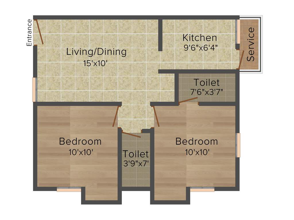 Rampon Sapphire (2BHK+2T (716 sq ft) 716 sq ft)