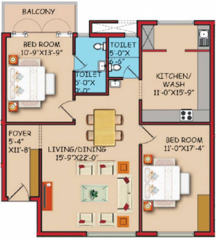KO Aishwaryam Pride (2BHK+2T (1,378 sq ft) 1378 sq ft) KO Aishwaryam Pride (2BHK+2T (1,378 sq ft) 1378 sq ft)