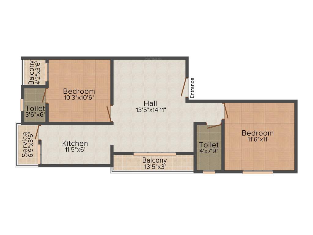 Rampon Infratech The Saffron 2BHK+2T (882 sq ft) + Servant Room