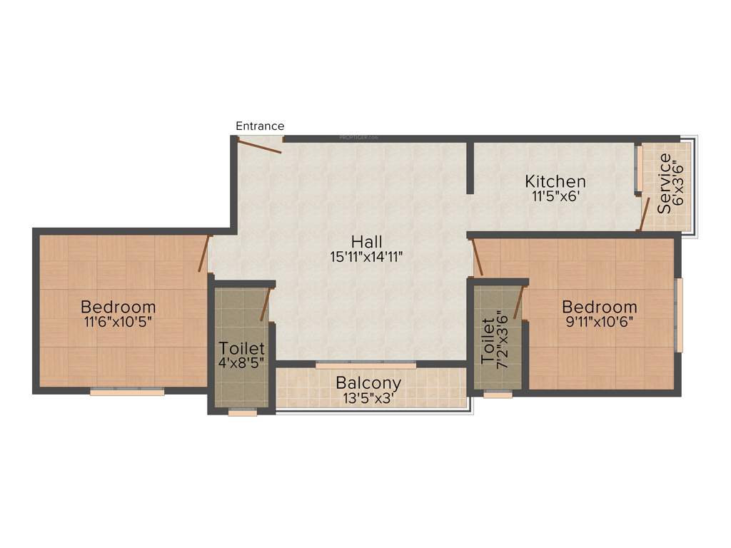 Rampon Infratech The Saffron 2BHK+2T (916 sq ft) + Servant Room