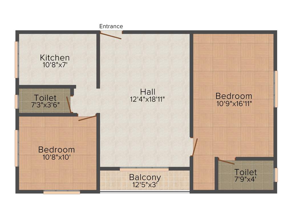 Rampon Infratech The Saffron 2BHK+2T (988 sq ft)