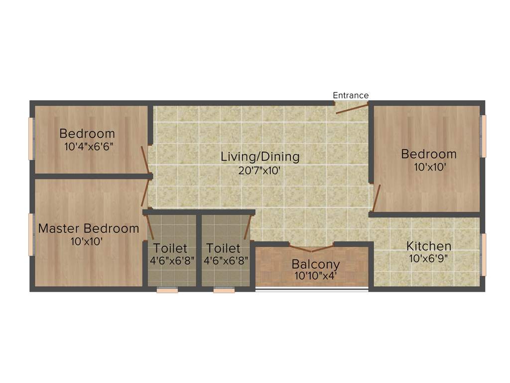 Building Blossom Paradise (3BHK+2T (1,015 sq ft) 1015 sq ft)