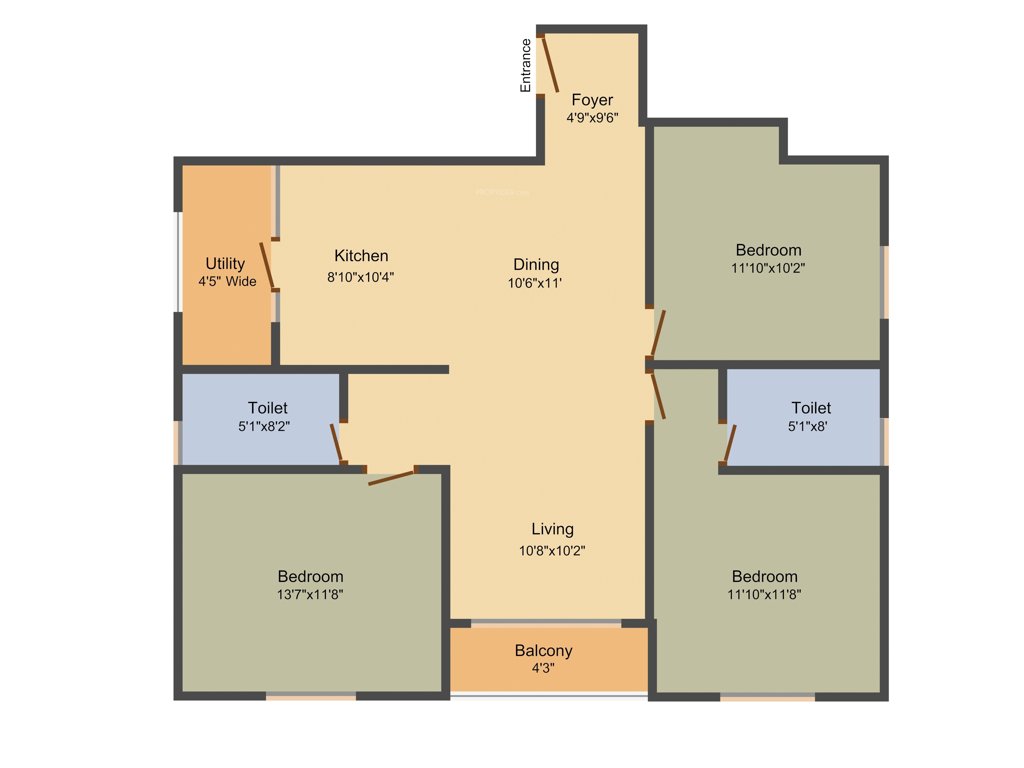 SKAV Ohana (3BHK+2T (1,605 sq ft) 1605 sq ft)