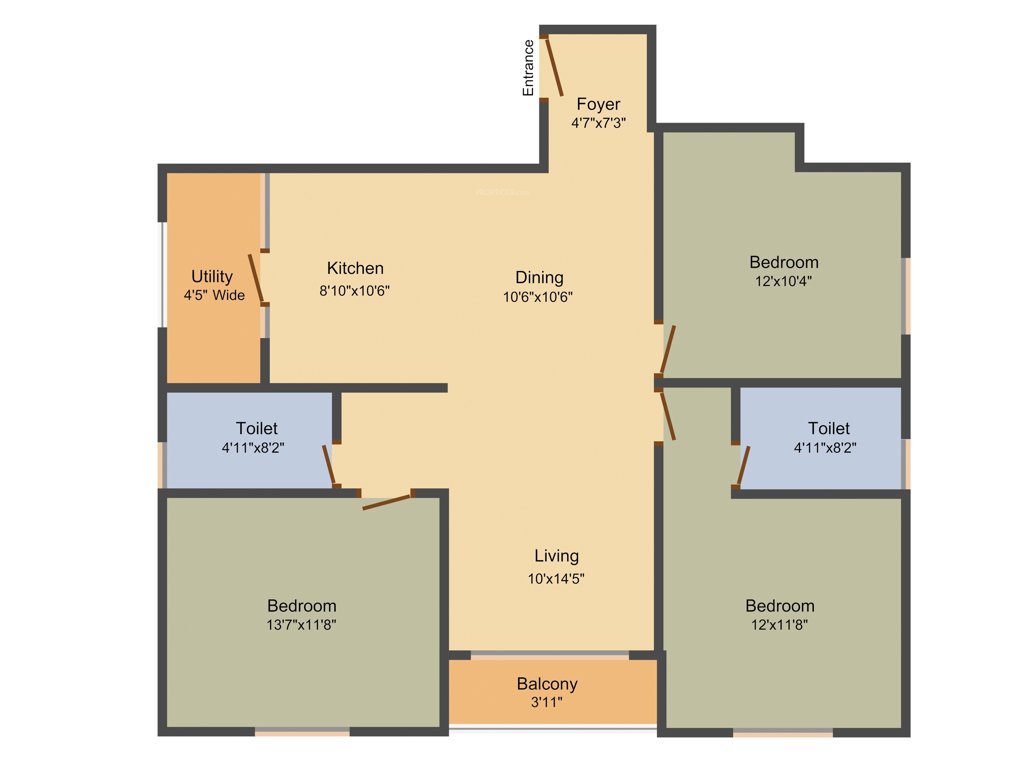 SKAV Ohana (3BHK+2T (1,590 sq ft) 1590 sq ft)