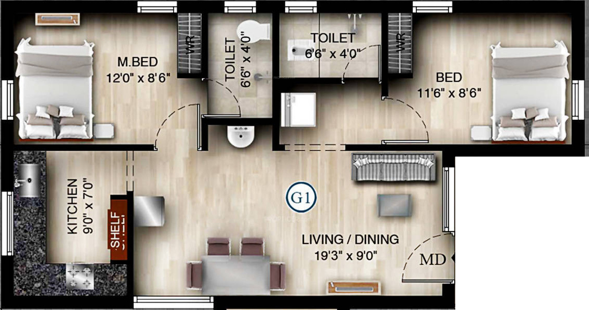 Bhaveshwar Tejas (2BHK+2T (700 sq ft) 700 sq ft)