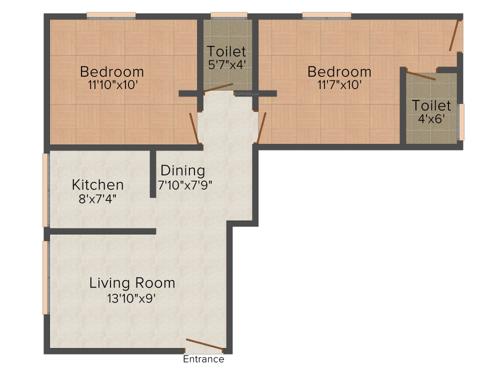 Building Home Papaya (2BHK+2T (805 sq ft) 805 sq ft)
