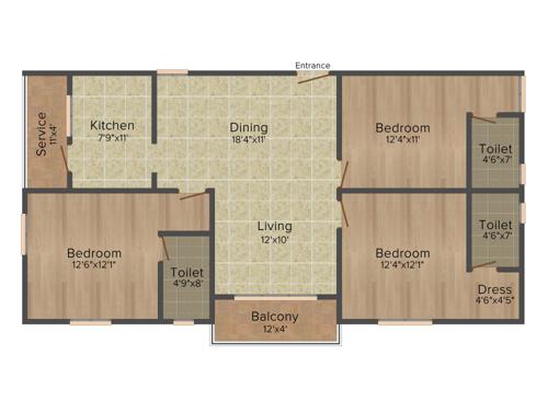 Fomra Bliss (3BHK+3T (1,360 sq ft) 1360 sq ft)