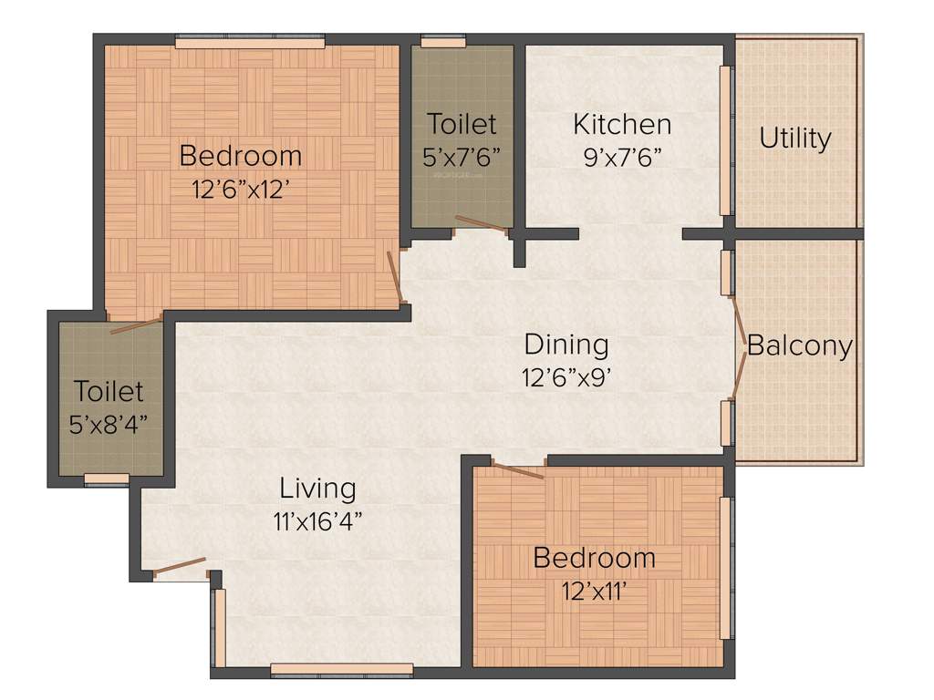 My Home The Greens SLR Cassia Court (2BHK+2T (1,180 sq ft) 1180 sq ft)