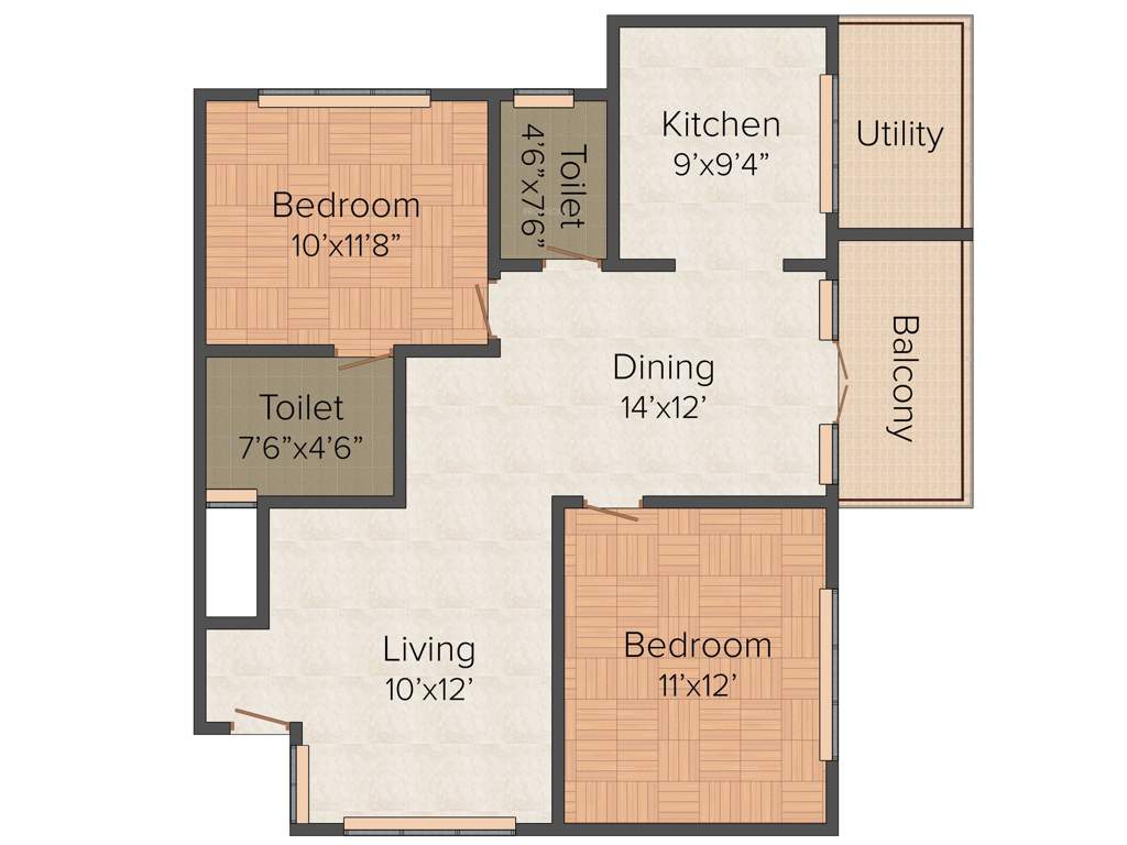 My Home The Greens SLR Cassia Court (2BHK+2T (1,182 sq ft) 1182 sq ft)