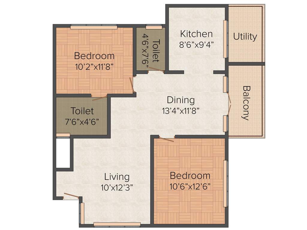My Home The Greens SLR Cassia Court (2BHK+2T (1,160 sq ft) 1160 sq ft)