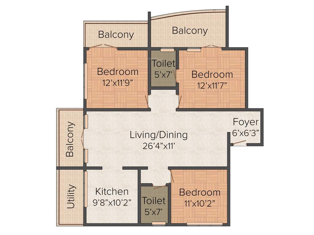 My Home The Greens SLR Cassia Court (3BHK+2T (1,617 sq ft) 1617 sq ft)