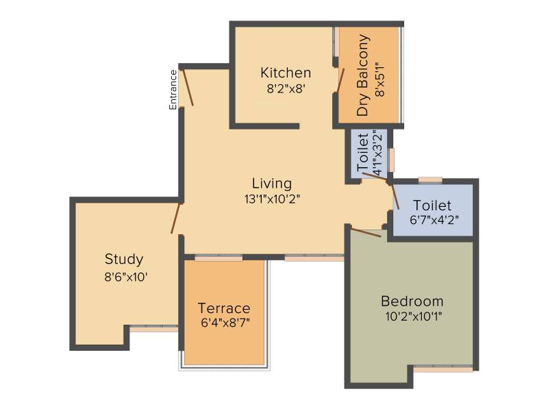 Choice Goodwill Nirmiti (1BHK+1T (780 sq ft) + Study Room 780 sq ft)