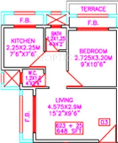 Tejas Builders and Developers Tejas Exotica Floor Plan (1BHK+1T)