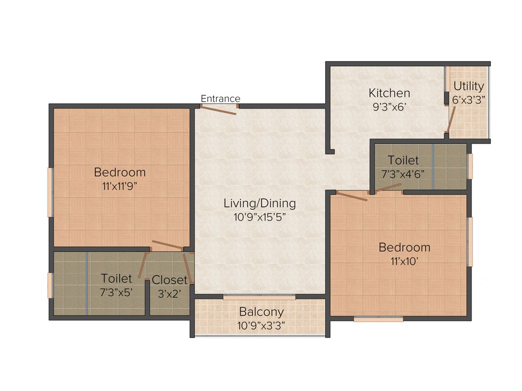 SRM Ranesh (2BHK+2T (978 sq ft) 978 sq ft)