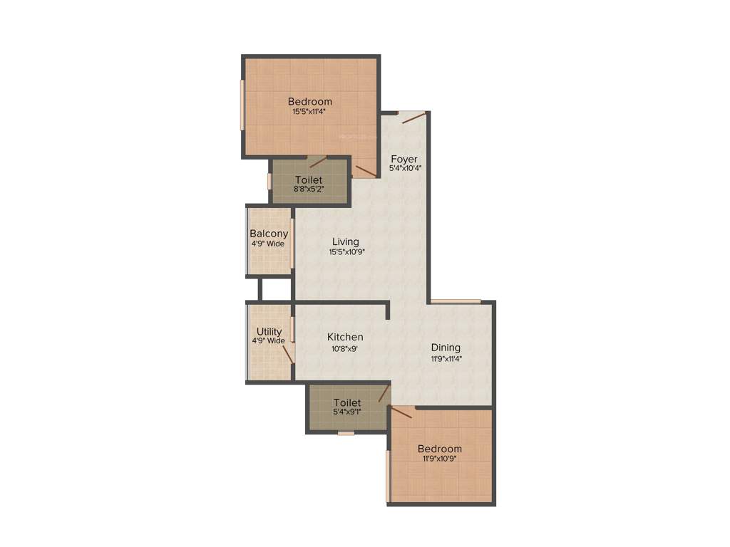 Banashree Arka Forest View (2BHK+2T (1,265 sq ft) 1265 sq ft)