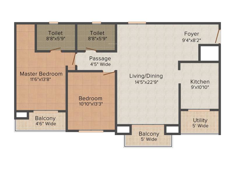 Banashree Arka Forest View (2BHK+2T (1,410 sq ft) 1410 sq ft)