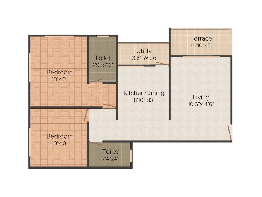Keystone Crystal (2BHK+2T (905 sq ft) 905 sq ft)