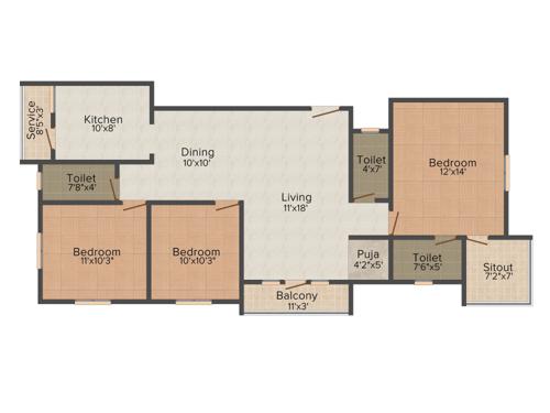 Sai Sai Shankara (3BHK+3T (1,391 sq ft) + Pooja Room 1391 sq ft)