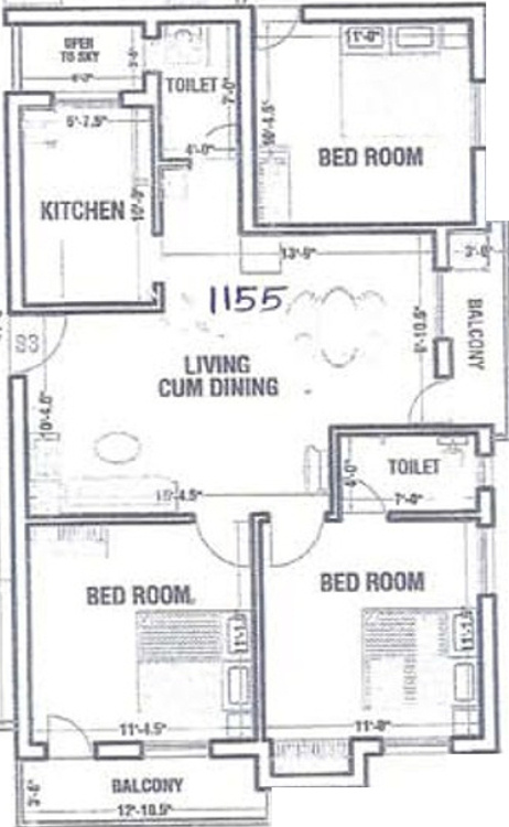 Abiraami Anugraha (3BHK+2T (1,155 sq ft) 1155 sq ft) Abiraami Anugraha (3BHK+2T (1,155 sq ft) 1155 sq ft)