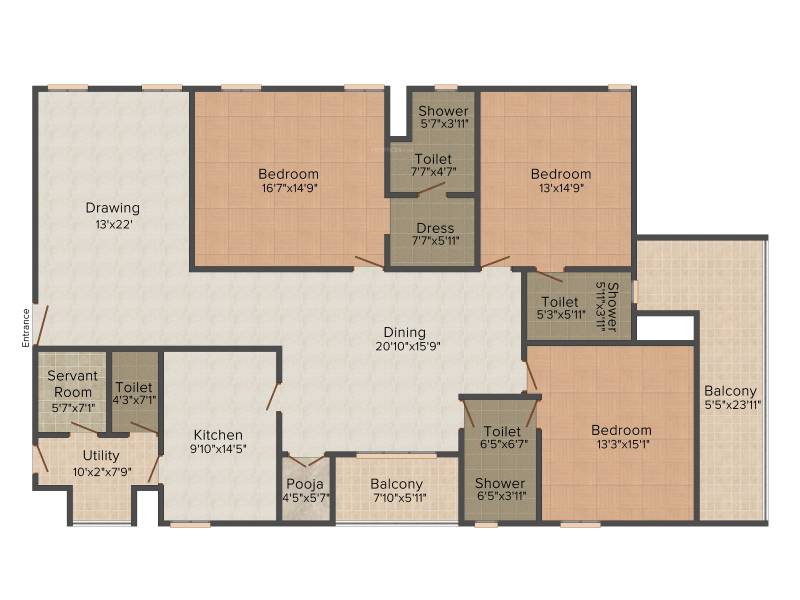 AR Amara Arya (3BHK+3T (3,022 sq ft) + Servant Room 3022 sq ft)