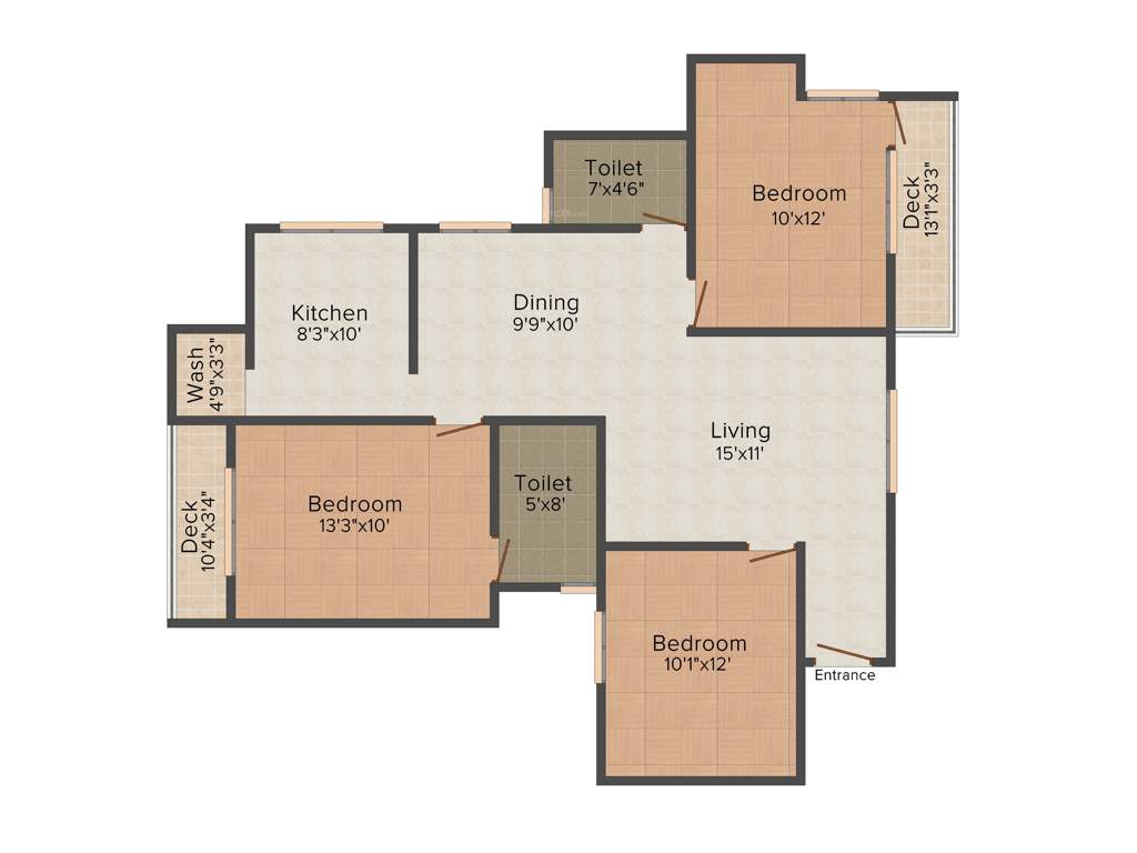 Amaar Vrindavan Enclave (3BHK+2T (1,378 sq ft) 1378 sq ft)