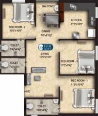 The Nest Hans (3BHK+3T (1,110 sq ft) 1110 sq ft) The Nest Hans (3BHK+3T (1,110 sq ft) 1110 sq ft)