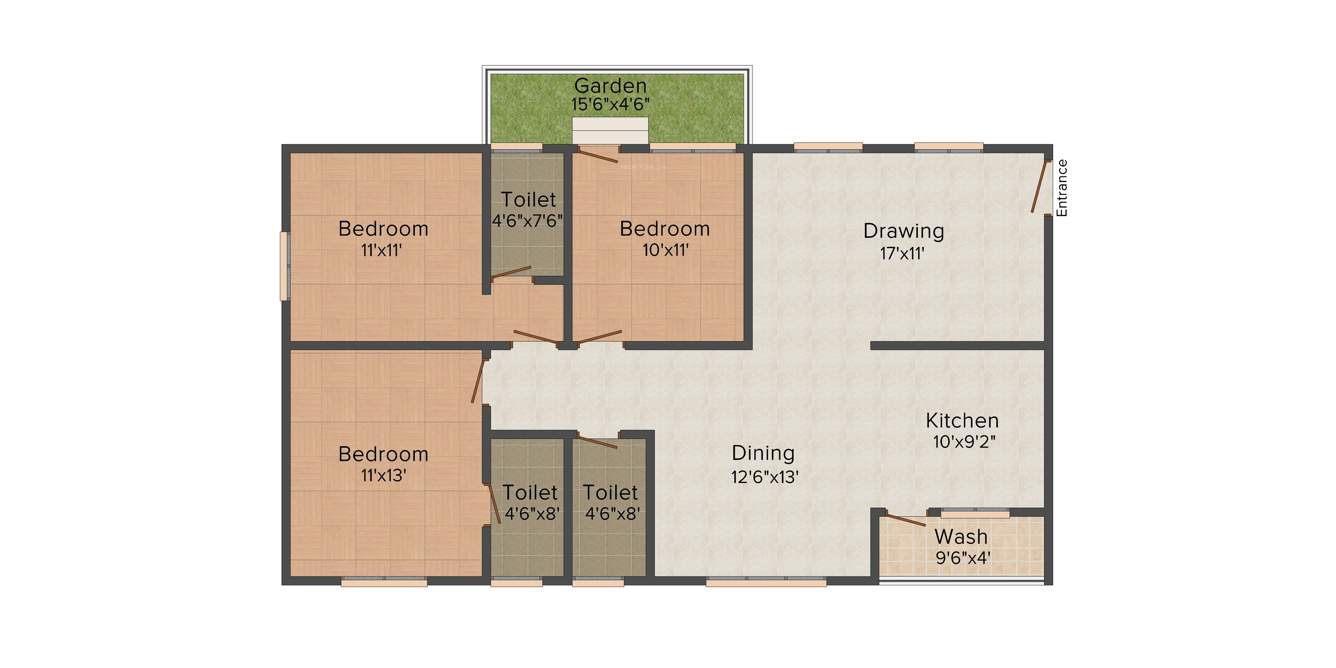 Tetra Green Aspire (3BHK+3T (1,560 sq ft) 1560 sq ft)