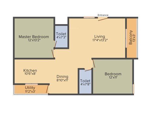 Siddhi SS Homes (2BHK+2T (1,188 sq ft) 1188 sq ft)