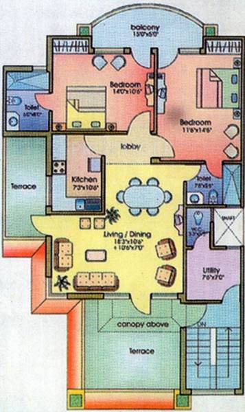 Ansal Executive Residency (2BHK+2T (1,075 sq ft) 1075 sq ft)