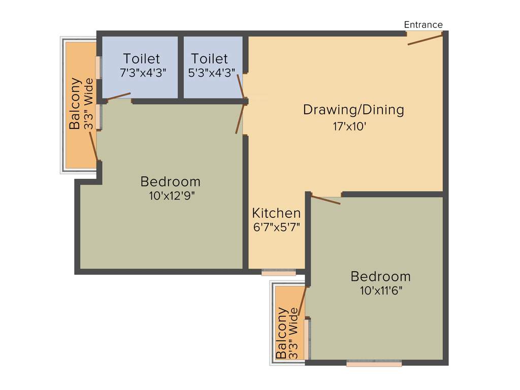 VKG The World Tower (2BHK+1T (950 sq ft) 950 sq ft)