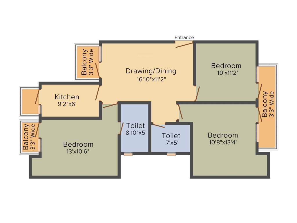 VKG The World Tower (3BHK+2T (1,450 sq ft) + Study Room 1450 sq ft)