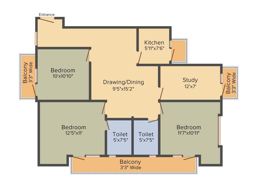 VKG The World Tower (3BHK+2T (1,650 sq ft) 1650 sq ft)