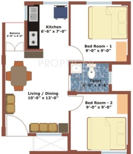 Aswani Aswani Sitara (2BHK+1T (497 sq ft) 497 sq ft)