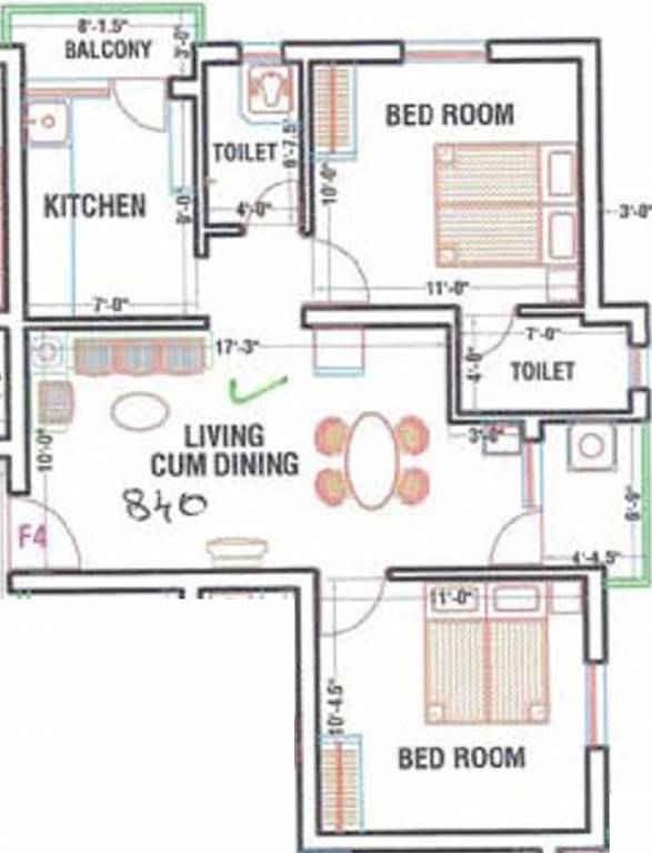 Abiraami Anugraha (2BHK+2T (840 sq ft) 840 sq ft) Abiraami Anugraha (2BHK+2T (840 sq ft) 840 sq ft)