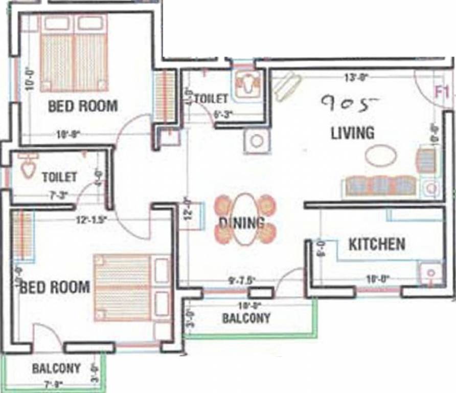 Abiraami Anugraha (2BHK+2T (905 sq ft) 905 sq ft) Abiraami Anugraha (2BHK+2T (905 sq ft) 905 sq ft)