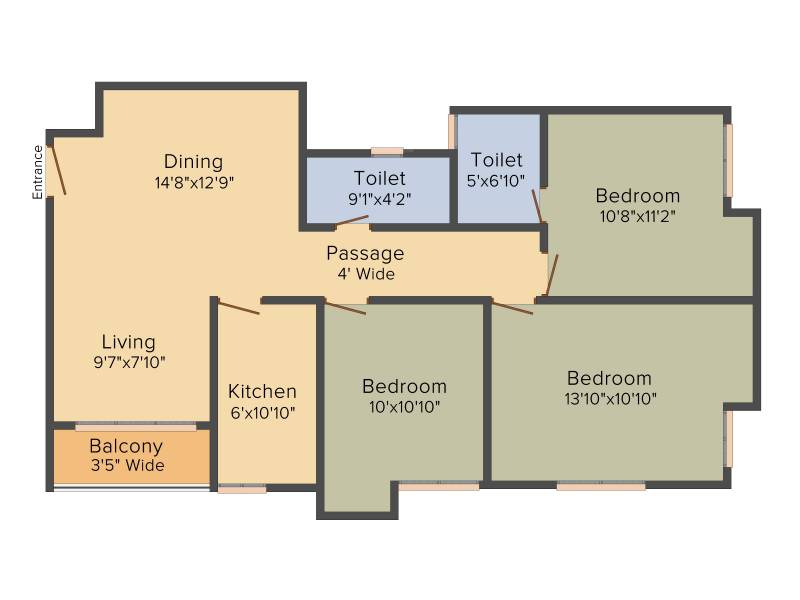 Aspirations Azalea (3BHK+2T (1,331 sq ft) 1331 sq ft)