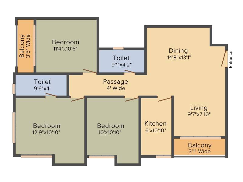 Aspirations Azalea (3BHK+2T (1,359 sq ft) 1359 sq ft)