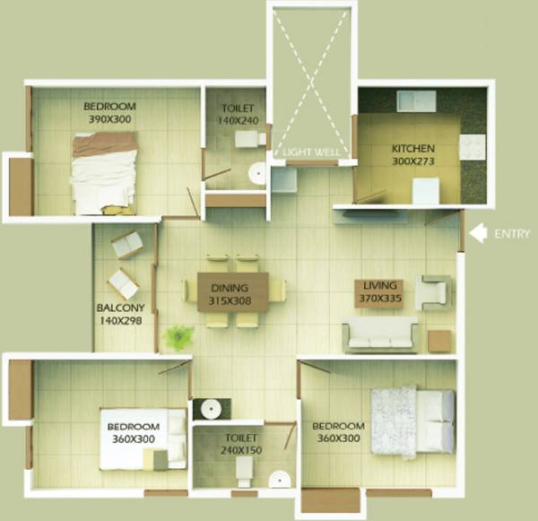 Mansions Palm Hills (3BHK+2T (1,216 sq ft) 1216 sq ft)