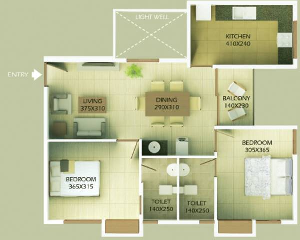 Mansions Palm Hills (2BHK+2T (987 sq ft) 987 sq ft)