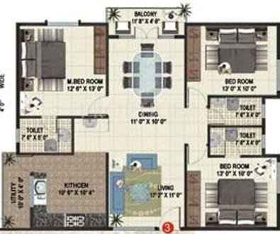 Soorya Pyda Palms (2BHK+2T (1,234 sq ft) 1234 sq ft)